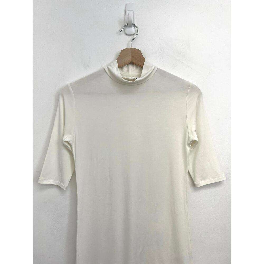 Marcella NYC Ana Mock Neck Stretch Jersey Half Sleeve Fitted Classic Top - Small - Picture 3 of 7